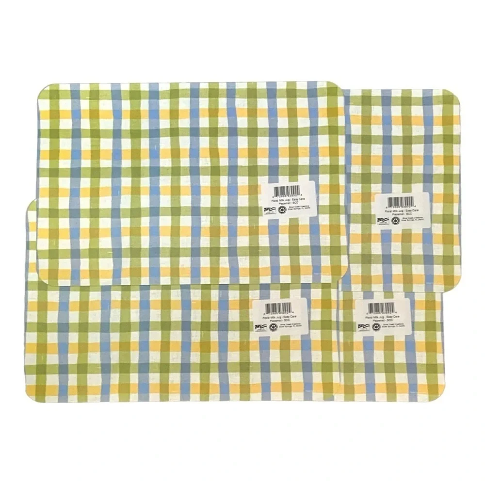CounterArt Placemats Sunflower Floral Milk Jug Plaid Reversible Rectangle